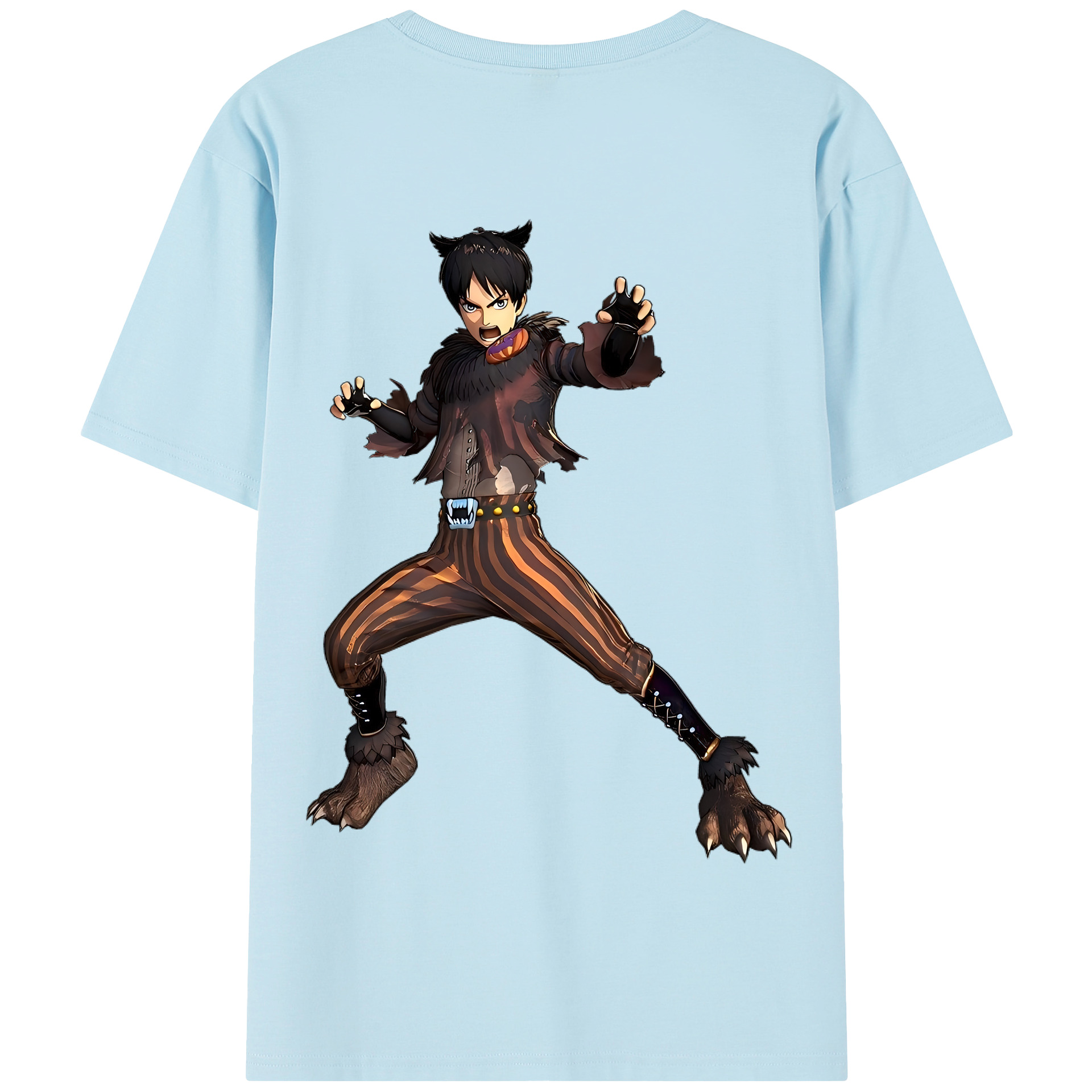 （画像用） 進撃の巨人 エレン･イェーガー Attack on Titan Eren Jäger 綿100％半袖Tシャツ（背面プリント）